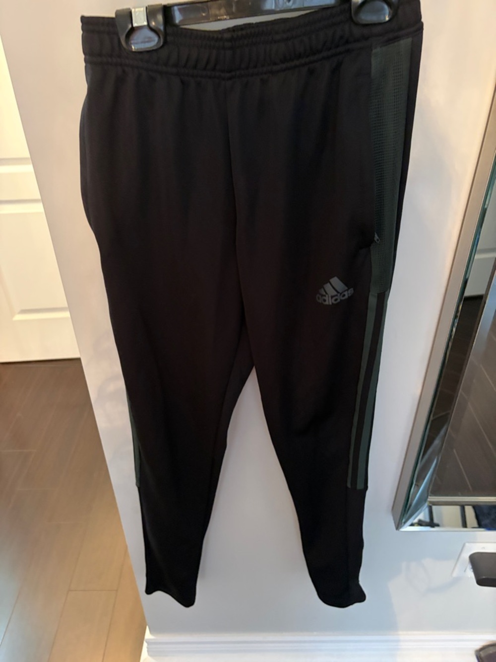 Adidas Black Joggers with Dark Grey Side Stripes